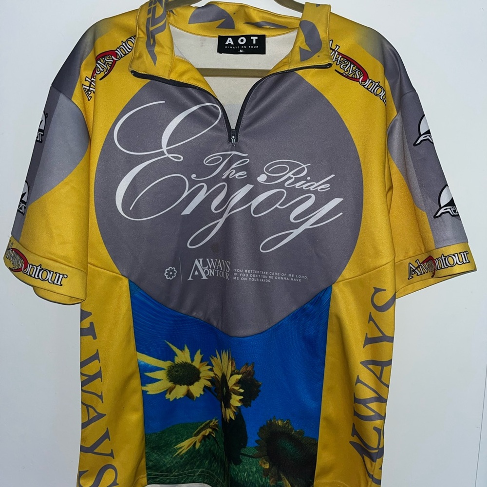 Yellow and Gray Polo Shirt with Vibrant flower Design